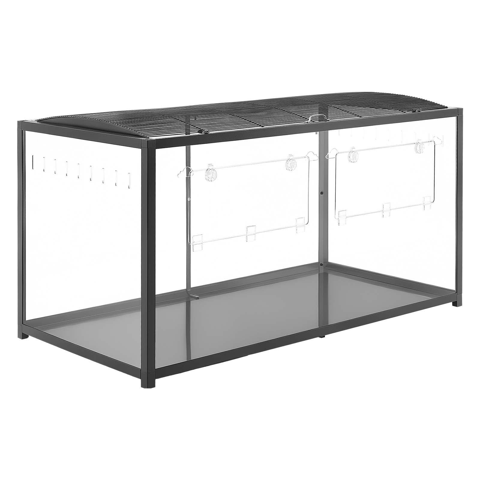 VEVOR Gabbia per Criceti Metallica 1200 x 600 x 645 mm Colore Nero 0,7 m², Habitat con Visuale a 360°, Casetta Portatile Trasparente con Accesso Alto e Porta Frontale, per Ratti Topi Ricci Serpenti