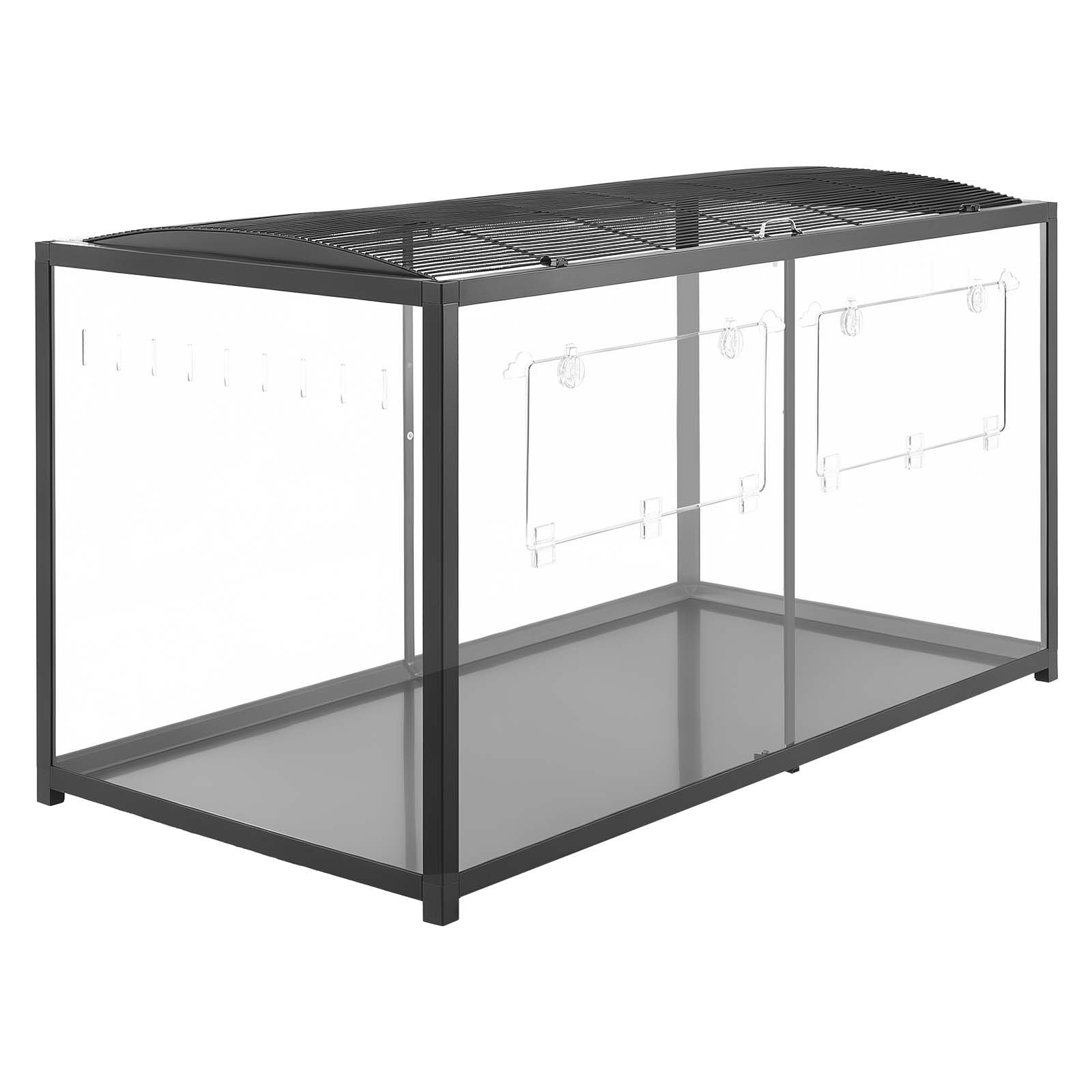 VEVOR Gabbia per Criceti Metallica 1200 x 600 x 645 mm Colore Nero 0,7 m², Habitat con Visuale a 360°, Casetta Portatile Trasparente con Accesso Alto e Porta Frontale, per Ratti Topi Ricci Serpenti