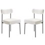 VEVOR Sedie in Stile Moderno di Metà Secolo Sherpa 545 x 500 x 795 mm Sedia Laterale Imbottita per Tavolo da Pranzo con Schienale Curvo e Gambe in Metallo Nero, 2 Pezzi, Seduta Comoda, Bianco