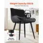 VEVOR Sedia da Pranzo Moderna 560 x 560 x 850 mm Elegante Sedia Laterale Imbottita in Tessuto, 4 Pezzi, Capacità di Carico 136 kg per Tavoli da Pranzo, con Cuscini Spessi e Gambe in Metallo, Nero