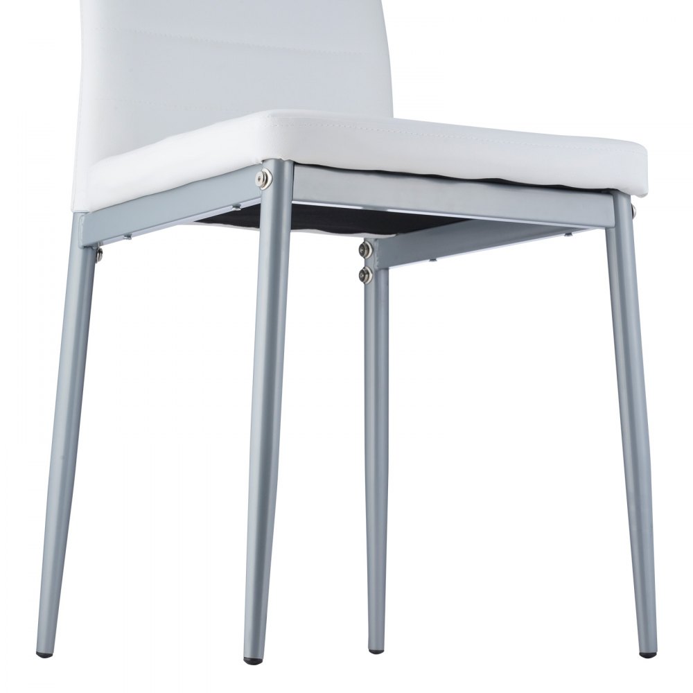 VEVOR Sedia da Pranzo Moderna 465 x 405 x 970 mm Elegante Sedia Laterale Imbottita in Pelle, 4 Pezzi, Seduta Comoda, Capacità di Carico 136 kg con Cuscini Spessi e Gambe in Metallo, Bianche