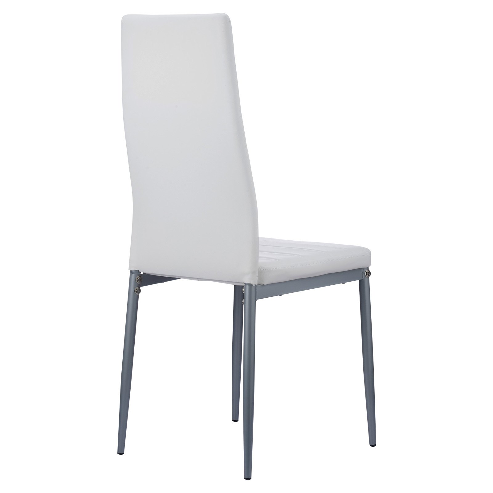 VEVOR Sedia da Pranzo Moderna 465 x 405 x 970 mm Elegante Sedia Laterale Imbottita in Pelle, 4 Pezzi, Seduta Comoda, Capacità di Carico 136 kg con Cuscini Spessi e Gambe in Metallo, Bianche