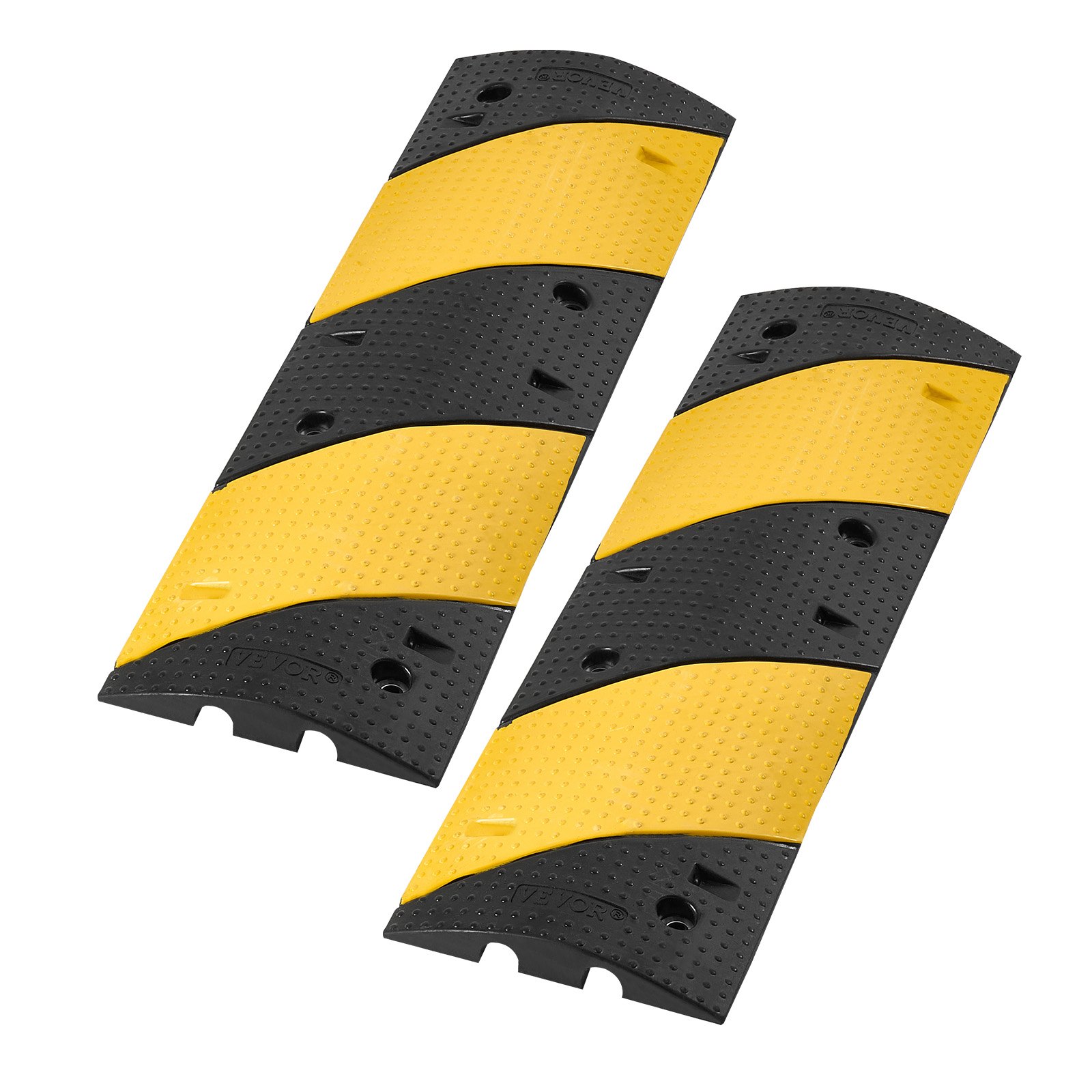 VEVOR Dosso Rallentatore in Gomma a 2 Canali da 1016 mm, Capacità di Carico di 9979 kg/Asse, Rampa di Protezione per Cavi con Viti di Espansione, per Asfalto, Cemento, Ghiaia, Confezione da 2