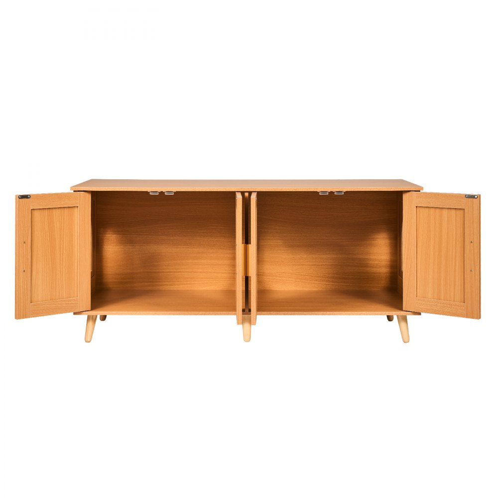 VEVOR Copertura per Lettiera per 2 Gatti, Toilette per Gatti con Ante Decorate in Rattan, Armadietto in Legno per Nascondere Lettiere per Gatti, 1,19 x 0,5 x 0,55 m in Legno Naturale