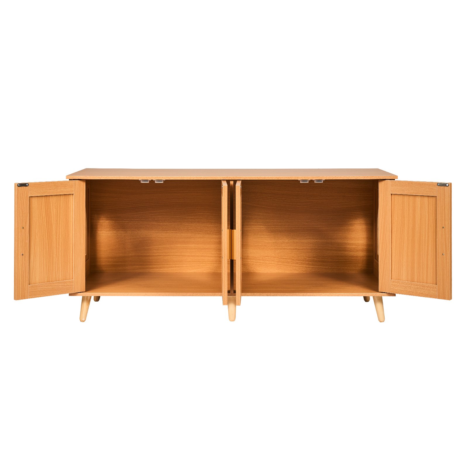 VEVOR Copertura per Lettiera per 2 Gatti, Toilette per Gatti con Ante Decorate in Rattan, Armadietto in Legno per Nascondere Lettiere per Gatti, 1,19 x 0,5 x 0,55 m in Legno Naturale