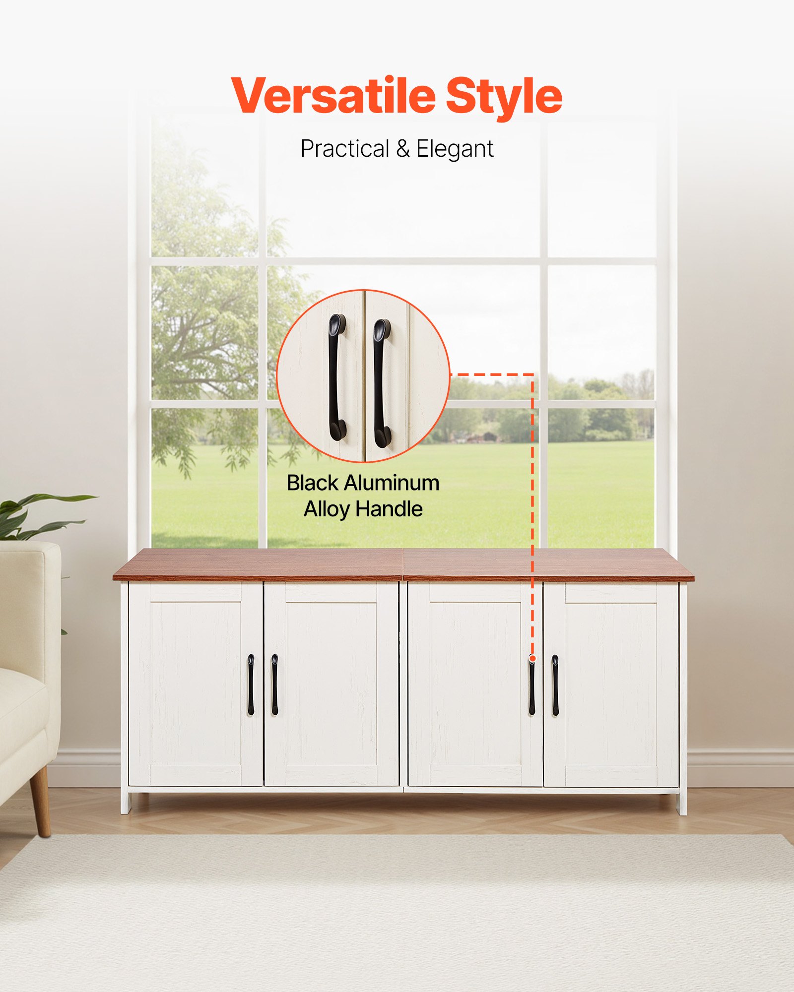 VEVOR Mobile Lettiera per Gatti, Mobiletto Nascosto da 1200 mm con 4 Porte e 2 Ingressi, Mobile da Lettiera in Legno per Gatti, Adatto alla Maggior Parte delle Lettiere, Marrone e Bianco