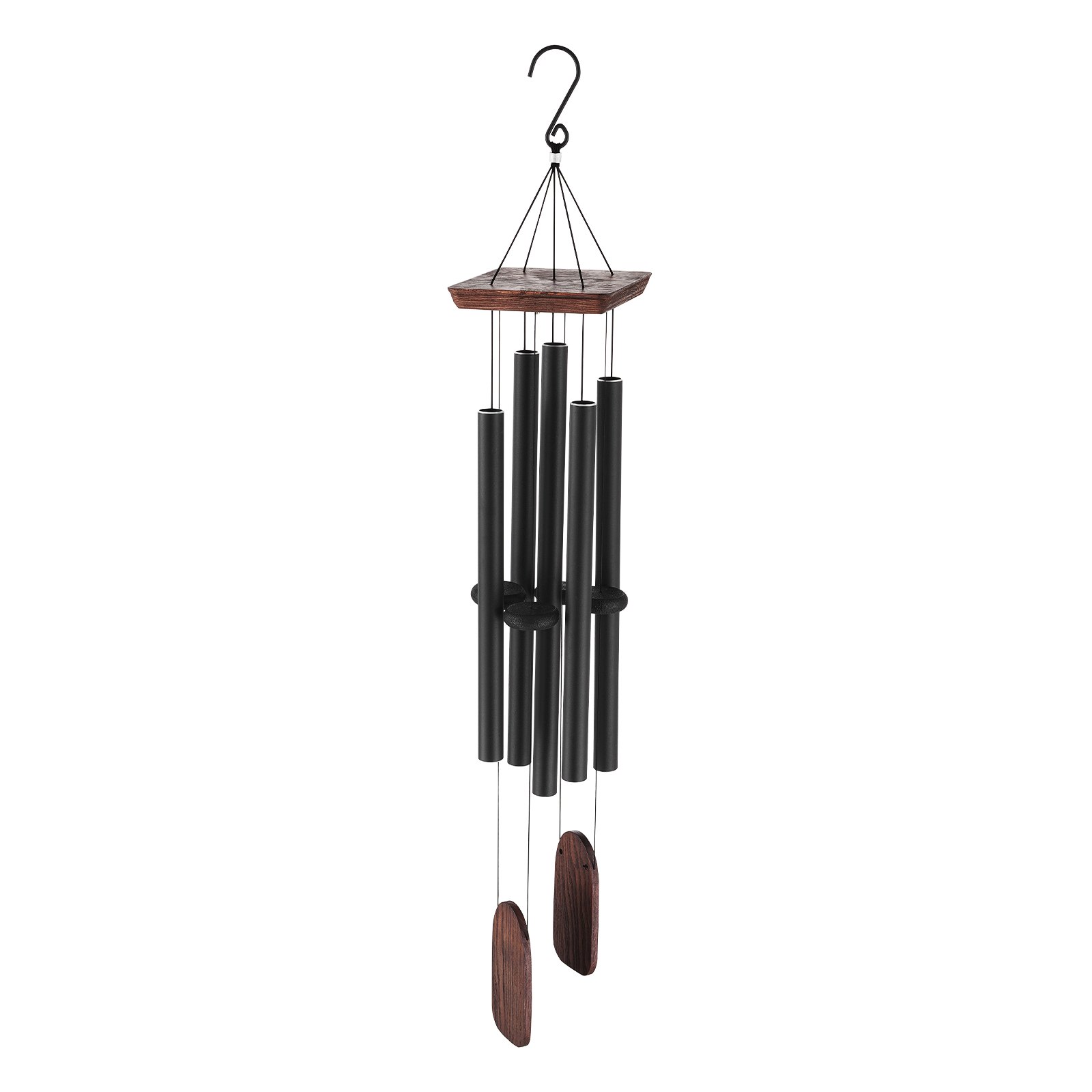 VEVOR Outdoor Wind Chime, 48 Inch, Deep Tone Wind Chime with 5 Tubes, Unique Large Anniversary Memorial Wind Chime, Great Outdoor Decoration for Your Patio, Porch, Garden and Backyard, Black