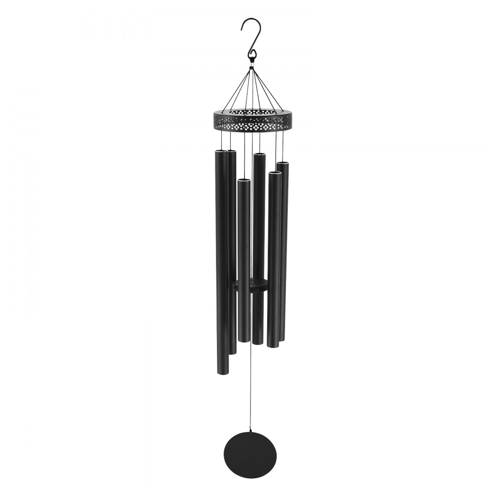 VEVOR Outdoor Wind Chime, 58 inches, Deep Tone Wind Chime with 6 Tubes, Unique Large Anniversary Memorial Wind Chime, Great Outdoor Decoration for Your Patio, Porch, Garden and Backyard, Black