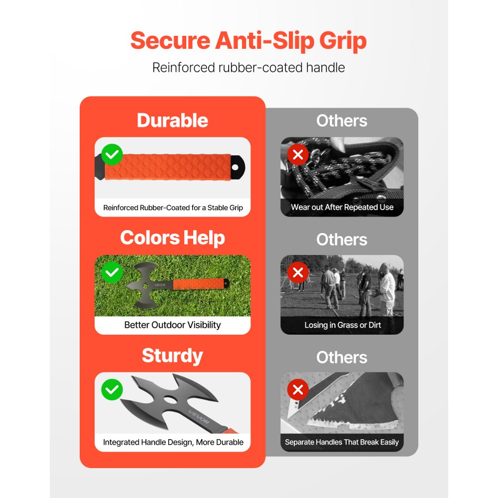 VEVOR Set di Asce per Gioco Lancio dell'Ascia Testa Tripla 3 Pezzi in Acciaio Inox 340,4 mm con Fodero Protettivo in Nylon Nero, Ideale per Gioco di Lancio dell'Ascia per Feste Eventi