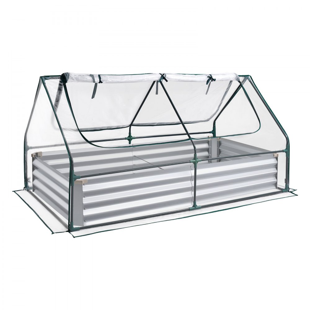 VEVOR Fioriera Rialzata con Copertura 1800x900x300 mm, Aiuola Rialzata Rettangolare per Giardinaggio in Metallo da Esterno Fioriera Serra per Coltivazione Fiori Verdure Piante Orto Giardino
