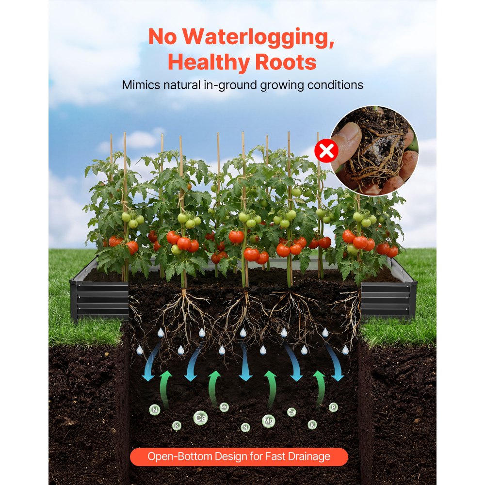 VEVOR Fioriera Rialzata in Metallo da 2 Pezzi Zincata 2400x1200x300 mm, Aiuola Rialzata per Giardinaggio Rettangolare in Metallo da Esterno Fioriera Rialzata Coltivazione Fiori Verdure Piante Orto