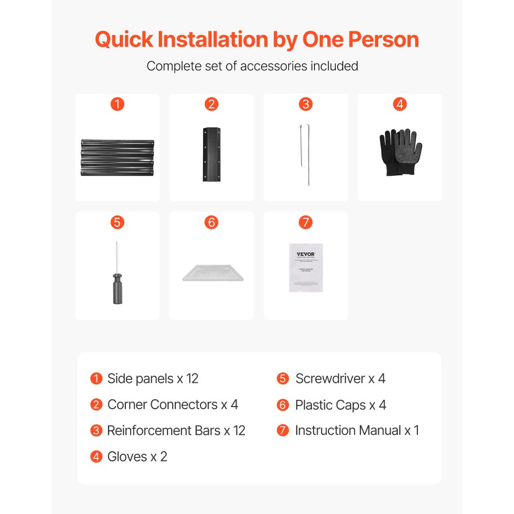 VEVOR Aiuola Rialzata in Metallo per Giardino Balcone 2400 x 1200 x 290 mm, Design a Fondo Aperto, Grande Aiuola Rialzata per Coltivare Verdure, Fiori, Erbe Aromatiche e Piante Grasse, Grigio Scuro