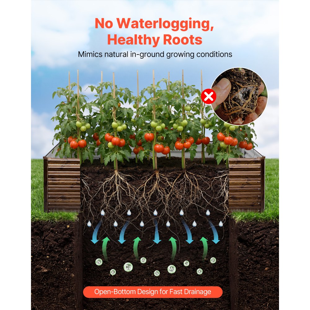 VEVOR Fioriera Rialzata Rettangolare 2400x1200x620 mm, Aiuola Rialzata per Esterno Giardinaggio Letto Rialzato Antiruggine per Coltivazione Piante Orto Fiori Verdure Giardino, Colore di Legno