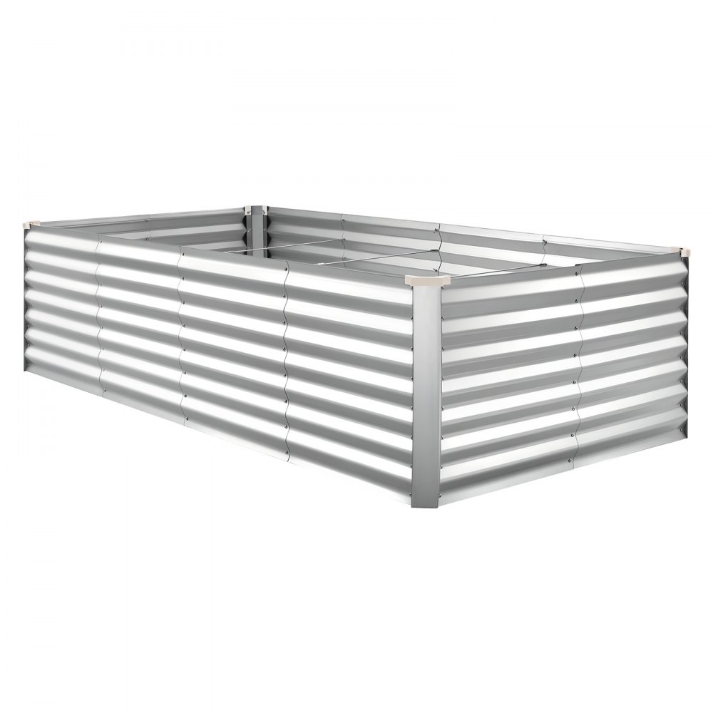 VEVOR Galvanized Raised Garden Bed, 2400 x 1200 x 620 mm, Rectangular Metal Planter Box Kit Outdoor, Bottomless Elevated Planting Box with Gloves, Alu-Zinc, for Growing Flowers Vegetables, Silver