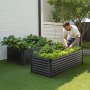 VEVOR Letto da Giardino Rialzato in Metallo, Fioriera Zincata per Esterni, con Fondo Aperto, Grande Letto Rialzato per Giardinaggio di Verdure, Fiori, Piante Grasse, Grigio Scuro 1800 x 895 x 600 mm