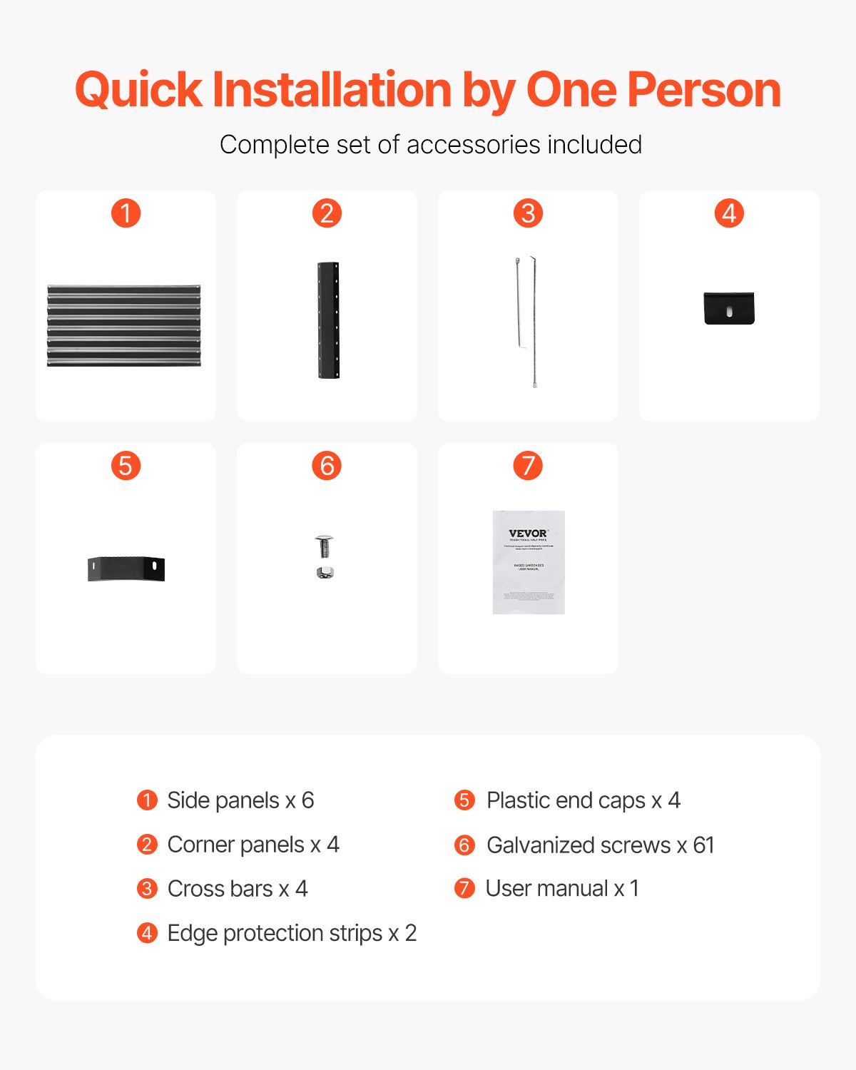 VEVOR Letto da Giardino Rialzato in Metallo, Fioriera Zincata per Esterni, con Fondo Aperto, Grande Letto Rialzato per Giardinaggio di Verdure, Fiori, Piante Grasse, Grigio Scuro 1800 x 895 x 600 mm