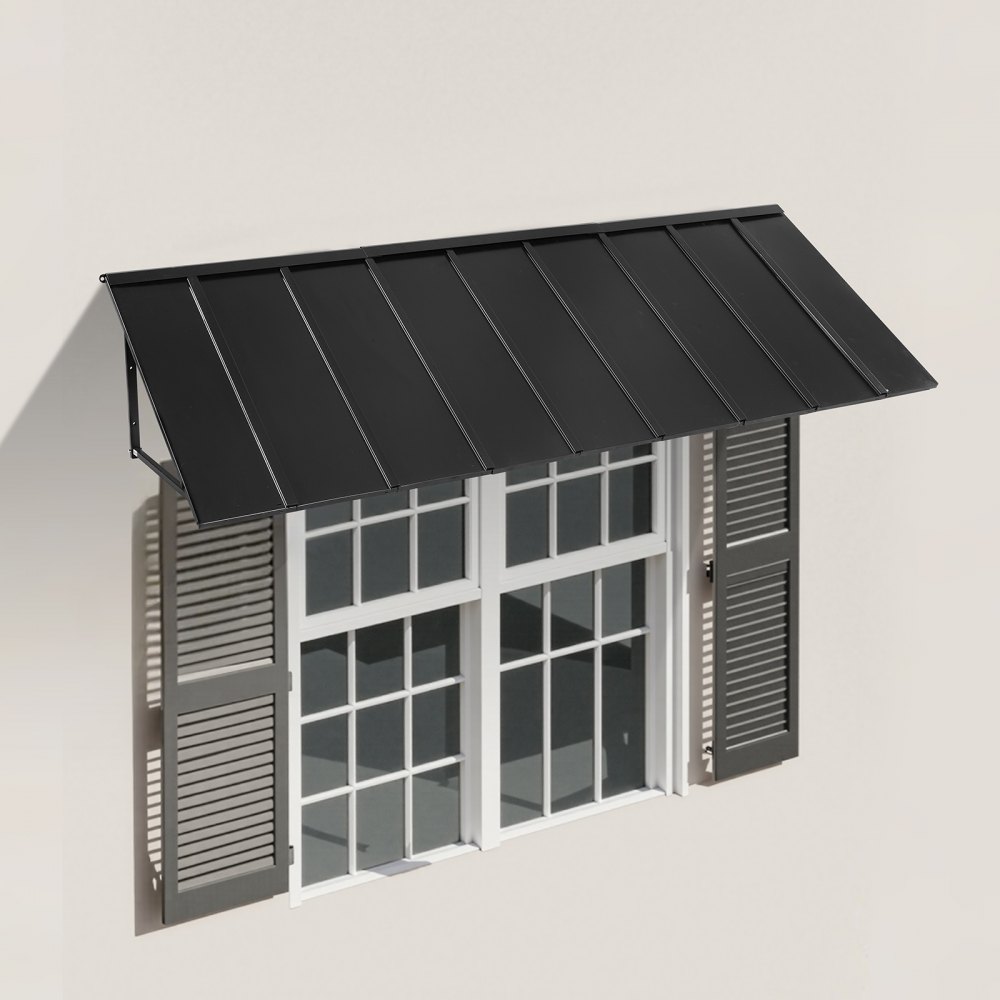 VEVOR Pensilina per Finestra Porta da 2641 x 910 mm Tettoia per Porta Ingresso, Acciaio Verniciato a Polvere Antiruggine, Pensilina per Patio Esterno per Protezione da Pioggia, Neve e Luce Solare