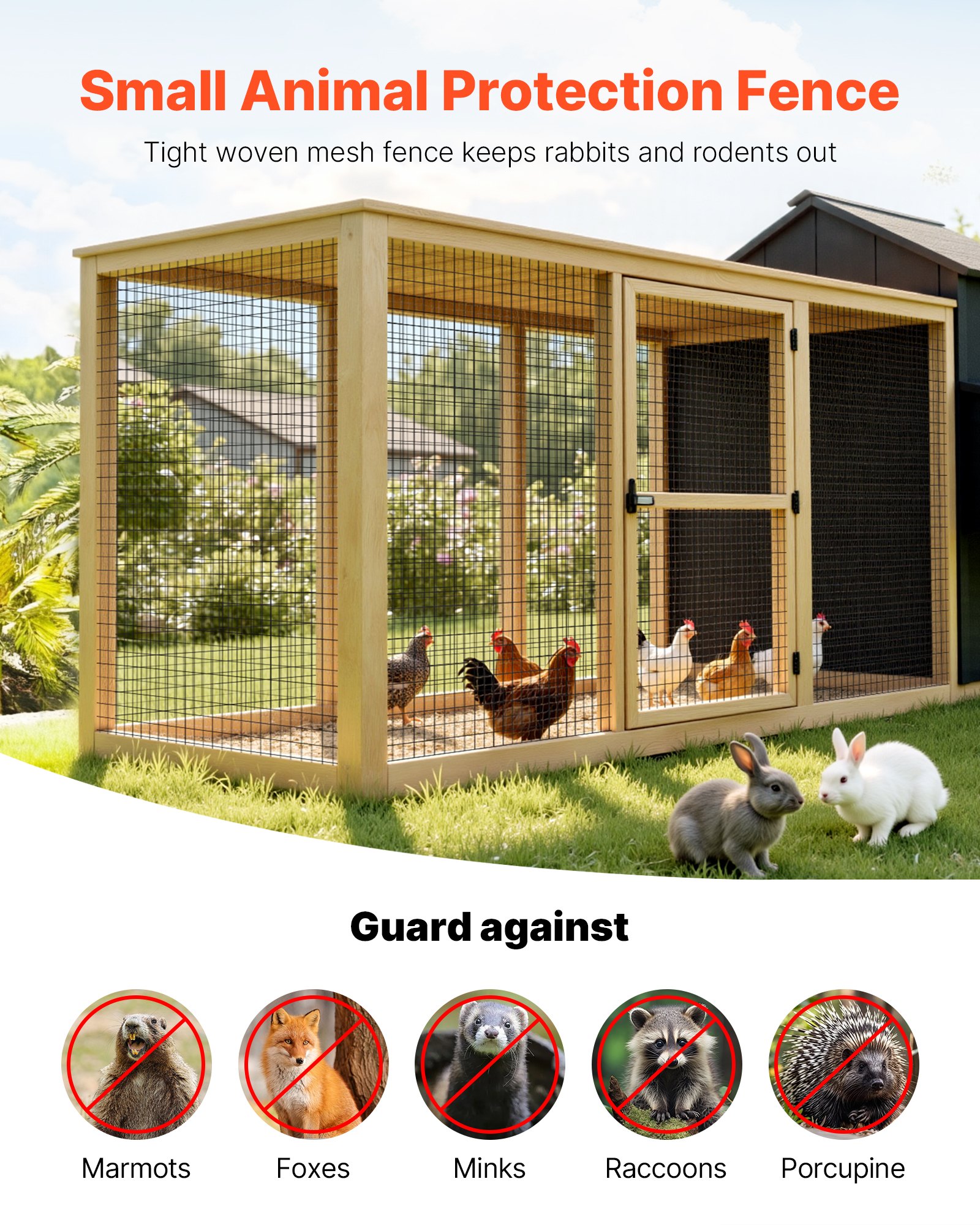 VEVOR Rotolo di Rete Metallica per Recinzione 0,61 x 7,62 m, Recinzione in Filo di Acciaio Zincato da 1,52 mm per Pollame Recinzione per Animali, Filo per Gabbie da Giardino