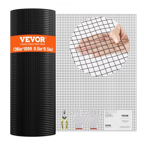 VEVOR Rotolo di Rete Metallica Zincata 910x30480mm Filo per Polli Calibro 19, Rete Metallica Rivestita in Vinile per Recinzioni per Pollai, Recinzioni per Serpenti per Conigli, Recinti per Pollame