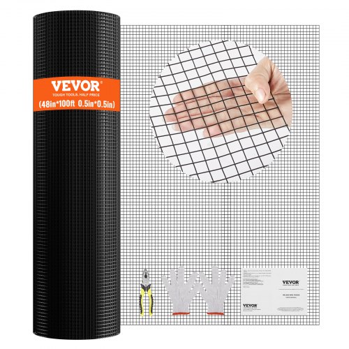 VEVOR Rotolo di Rete Metallica Zincata 1220x30480mm Calibro 19 Rete, Rete Metallica Rivestita in Vinile per Recinti per Pollai, Recinti per Serpenti di Conigli, Recinti per Pollame