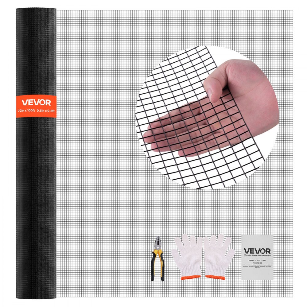 VEVOR Rotolo di Rete Metallica Zincata 1,83 x 30,4 m, Rivestita in Vinile Resistente alle Intemperie, Recinzione Saldata per Piante da Giardino Resistente per Gabbie per Conigli e Serpenti