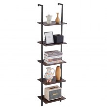 VEVOR Scaffale a Scala Scaffale da 5 Ripiani 40x30 cm da Parete in Metallo Nero