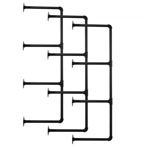 Scaffale Industriale A Parete In Legno Di Pino – Mensola Lunga 122 Cm, Nera, Con Staffe A Tubo, Per Cucina E Soggiorno - 2