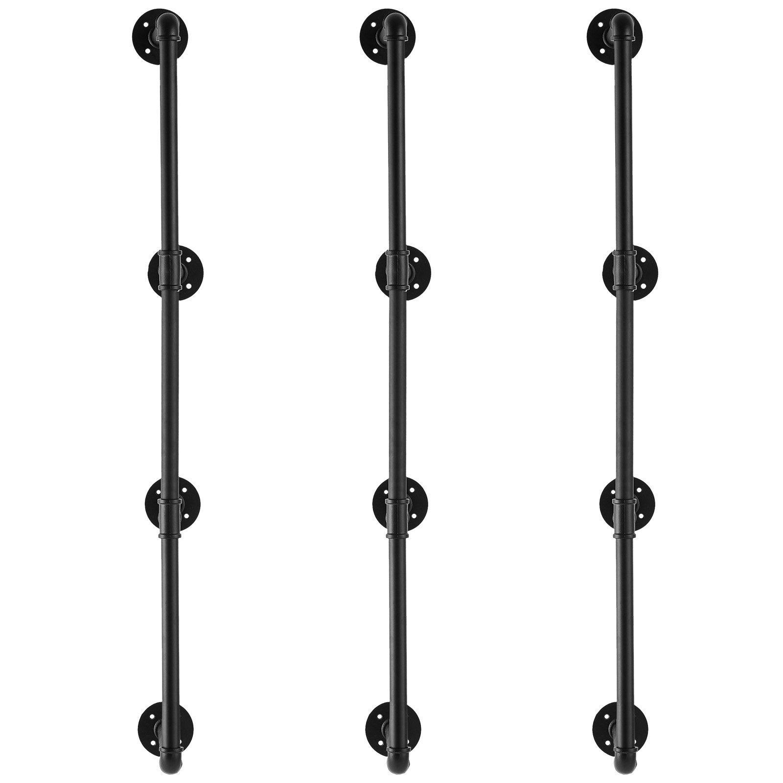 VEVOR Mensola per Tubi Industriali 4 Ripiani, Mensola in Legno Rustico Galleggiante da Parete 3 Pezzi, Larghezza di Tavola Applicabile 300 mm Supporto per Cucina, Camera da Letto (Tavole Non Incluse)