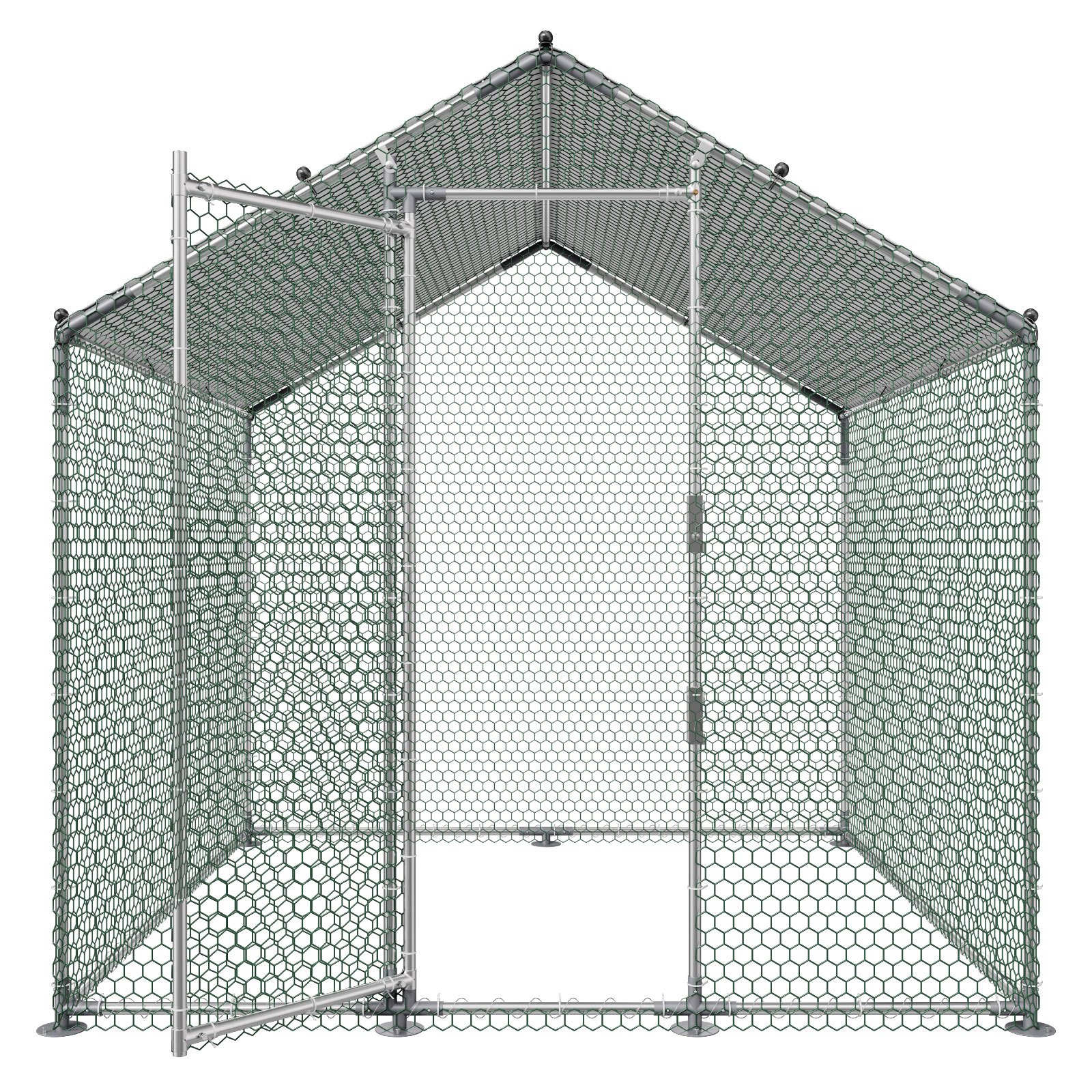 VEVOR Pollaio in Metallo 2 x 2 x 2 m Recinto Pollaio con Copertura con Tetto a Guglia Serratura di Sicurezza, Gabbia per Conigli Anatre all'Aperto Pollame per Cortile, Fattoria, Cortile