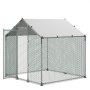 VEVOR Grande Pollaio in Metallo 2 x 2 x 2 m Impermeabile per Allevamenti, Recinto con Tetto a Guglia Copertura e Serratura di Sicurezza, per Anatre e Conigli Uso Esterno Fattorie Cortile Giardino