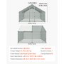 VEVOR Pollaio in Metallo di Grandi Dimensioni 3 x 3 x 2 m, Recinto per Polli con Copertura Impermeabile e Struttura Robusta, Gabbia per Pollame con Tetto a Guglia, Recinto per Anatre, Conigli