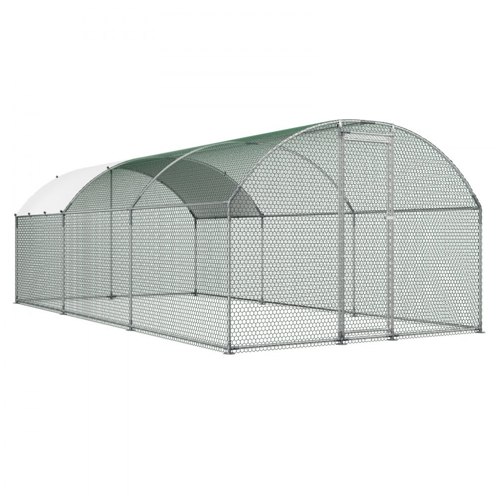 VEVOR Pollaio in Metallo 3 x 6 x 2 m Recinto Pollame con Copertura, Pollaio con Tetto a Capanna Serratura di Sicurezza, Gabbia per Conigli Anatre all'Aperto, Recinto per Pollame per Giardino