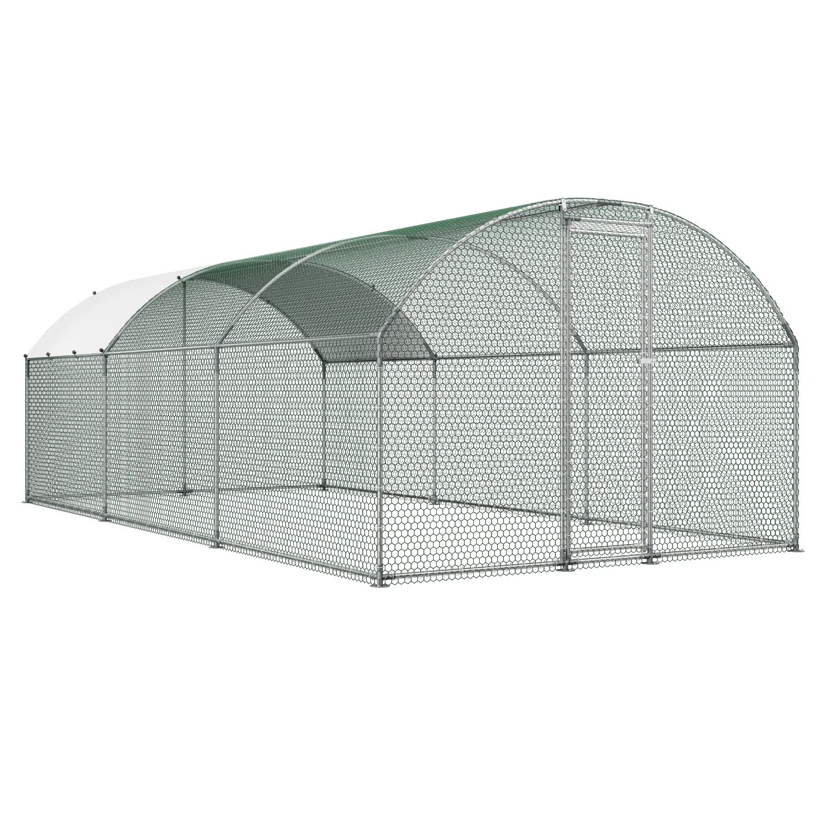 VEVOR Grande Pollaio in Metallo 3 x 6 x 2 m da Esterno, Recinto Polli con Copertura Impermeabile, Tetto a Cupola, con Serratura, per Fattoria Anatre Quaglie Conigli Galline Pollame uso Commerciale