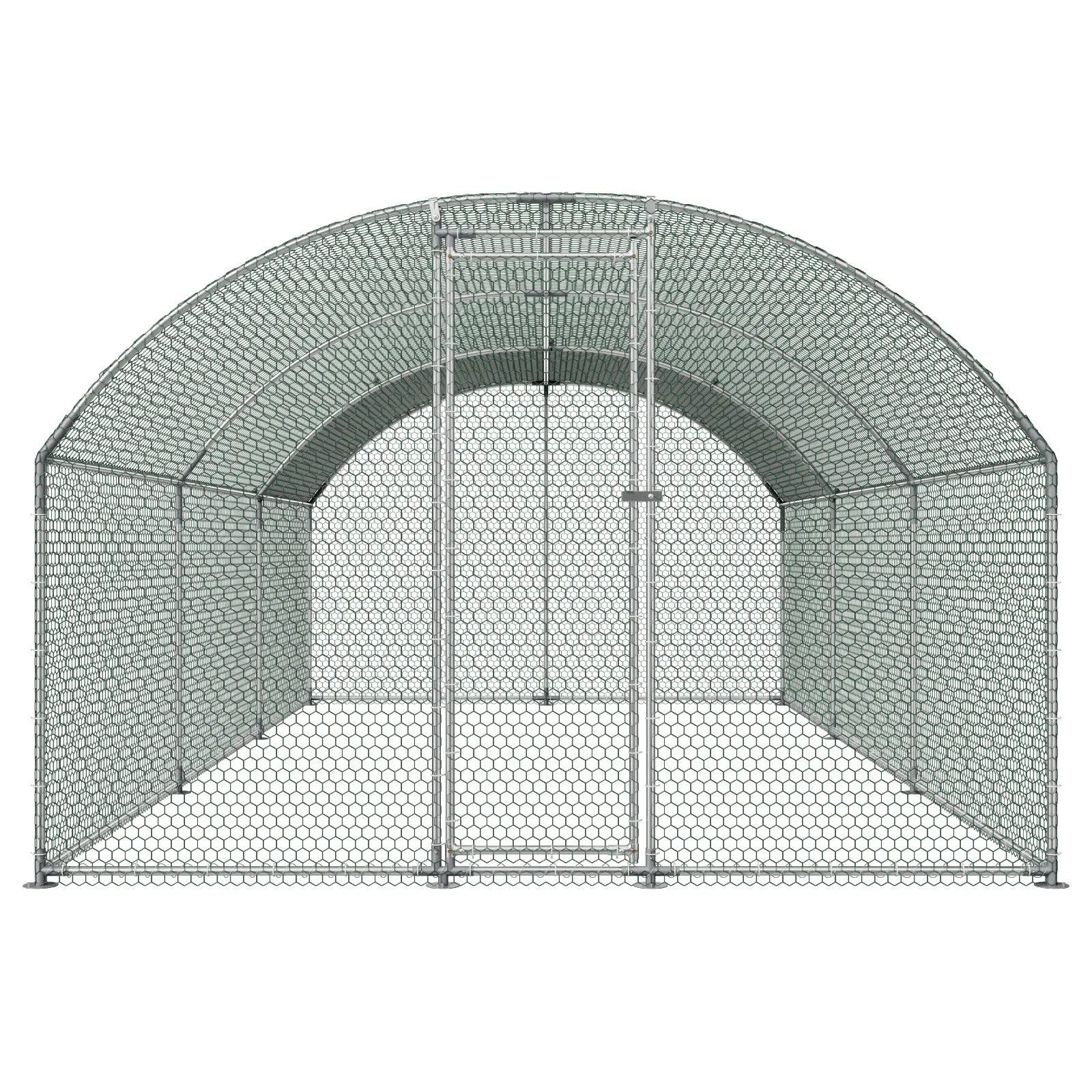 VEVOR Grande Pollaio in Metallo 3 x 6 x 2 m da Esterno, Recinto Polli con Copertura Impermeabile, Tetto a Cupola, con Serratura, per Fattoria Anatre Quaglie Conigli Galline Pollame uso Commerciale