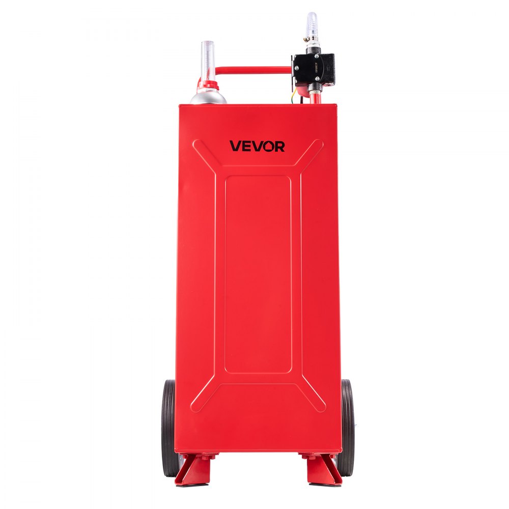 VEVOR Serbatoio Carburante Carrellato da 113,6L Acciaio al Carbonio Rosso, Carrello per Carburante Portatile con Pompa Elettrica e 2 Ruote, per Benzina e Diesel, per Auto, Tosaerba, ATV, Barche e Moto