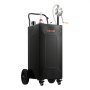 VEVOR 113.6L Fuel Gas Caddy, Carbon Steel, Portable Fuel Transfer Storage Tank with Manual Pump and 4 Wheels, Gasoline Diesel Can Container, for Cars, Lawn Mowers, ATVs, Boats, Motorcycles, Black