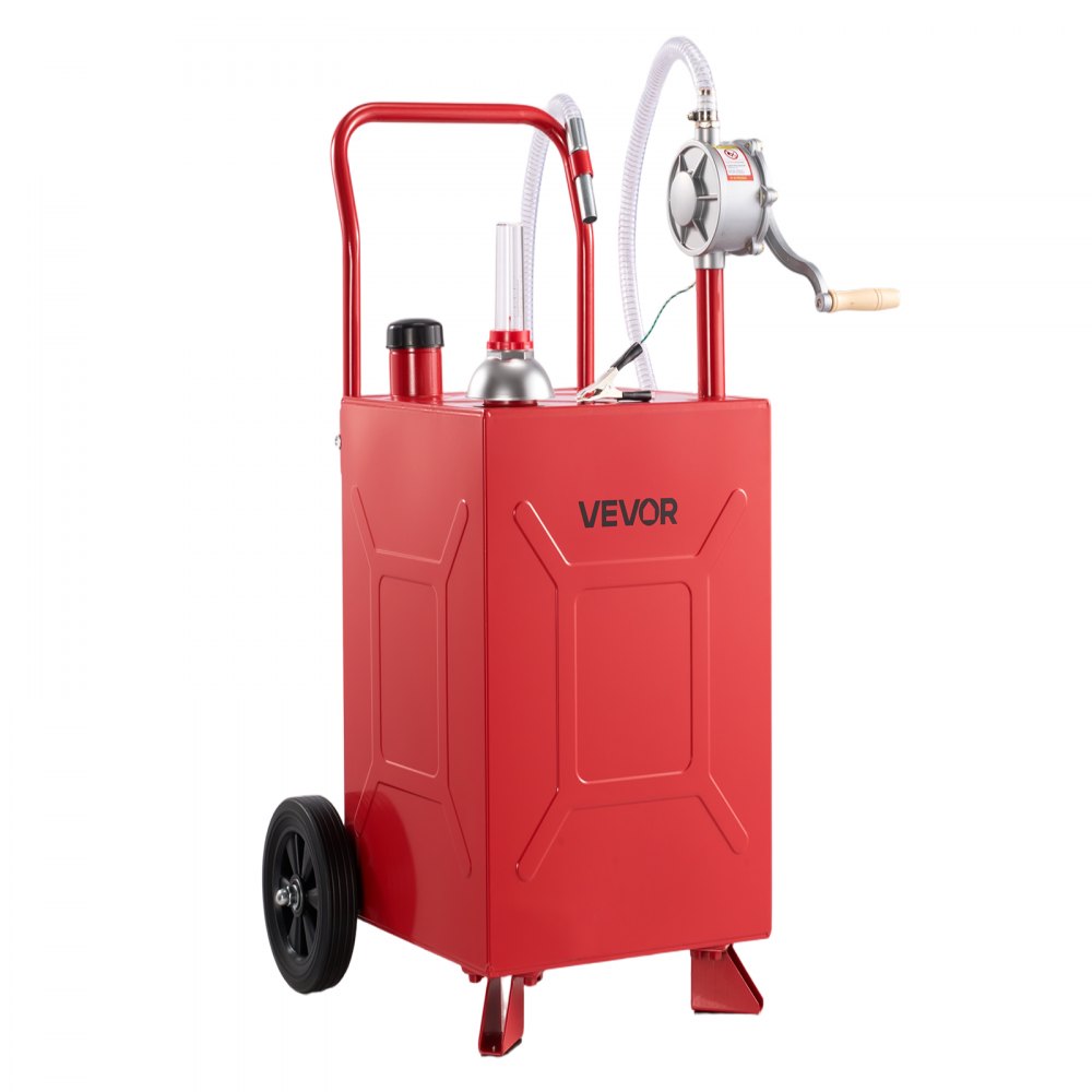 VEVOR Serbatoio Carburante Carrellato da 75,7 L Acciaio al Carbonio Rosso, Serbatoio per Carburante Portatile con Pompa Manuale e 2 Ruote, per Benzina e Diesel, per Auto, Tosaerba, ATV, Barche e Moto