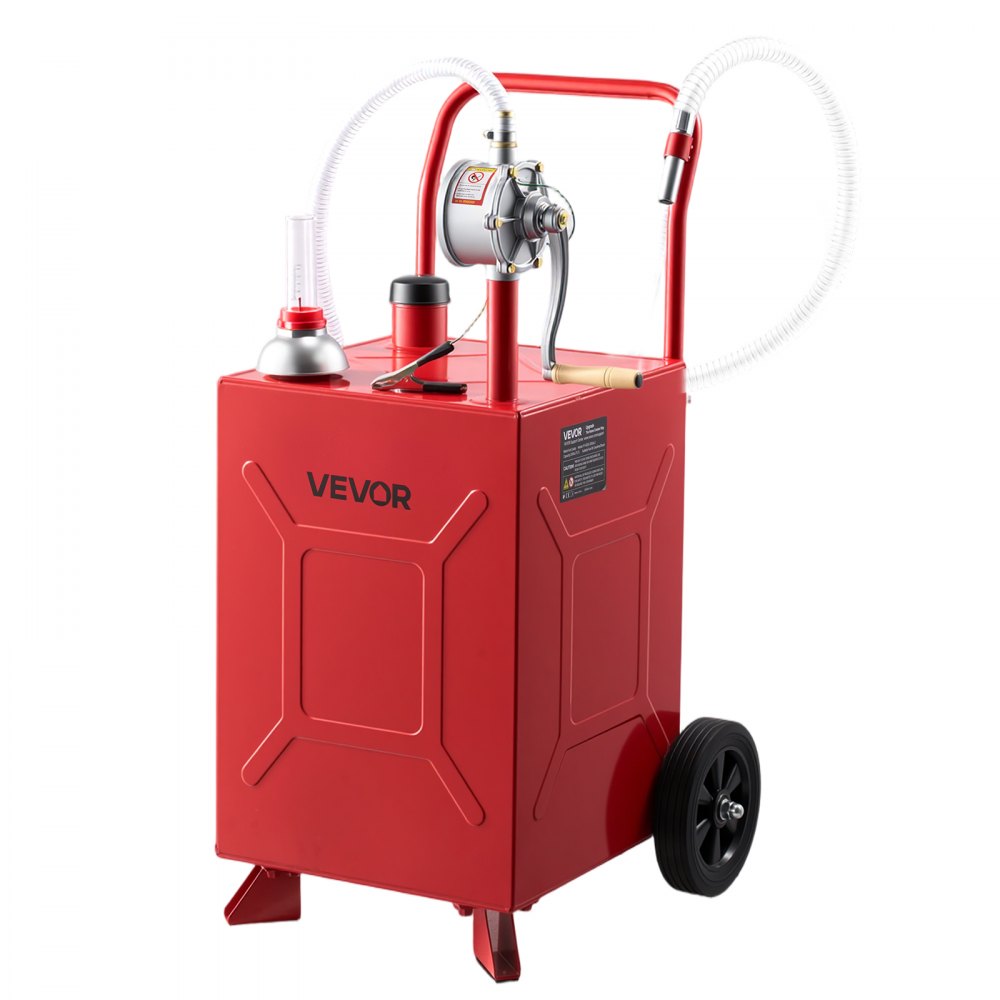 VEVOR Serbatoio Carburante Carrellato da 75,7 L Acciaio al Carbonio Rosso, Serbatoio per Carburante Portatile con Pompa Manuale e 2 Ruote, per Benzina e Diesel, per Auto, Tosaerba, ATV, Barche e Moto