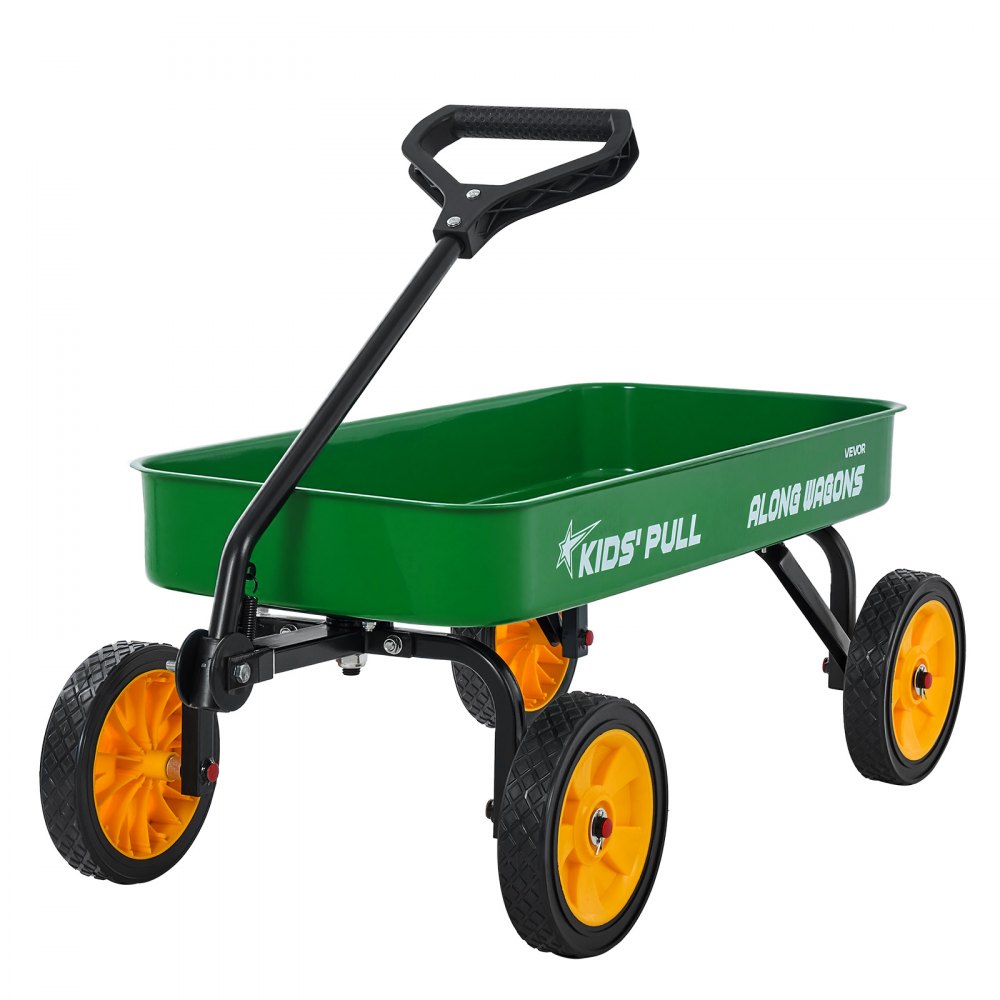 VEVOR Carretto da Traino per Bambini da 101 cm Carico di 80 kg, Carretto per Tutti i Terreni con Maniglia, Carrello Multiuso, Regalo di Compleanno per Bambini, Giardinaggio, Spiaggia, Verde e Giallo