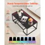 VEVOR Tavolino da Caffè da 100 x 51 x 48 cm in Vetro e Metallo Temperato con Illuminazione, Tavolo Rettangolare con Due Livelli e Spazio di Archiviazione Aperto, per Soggiorno Ufficio Nero