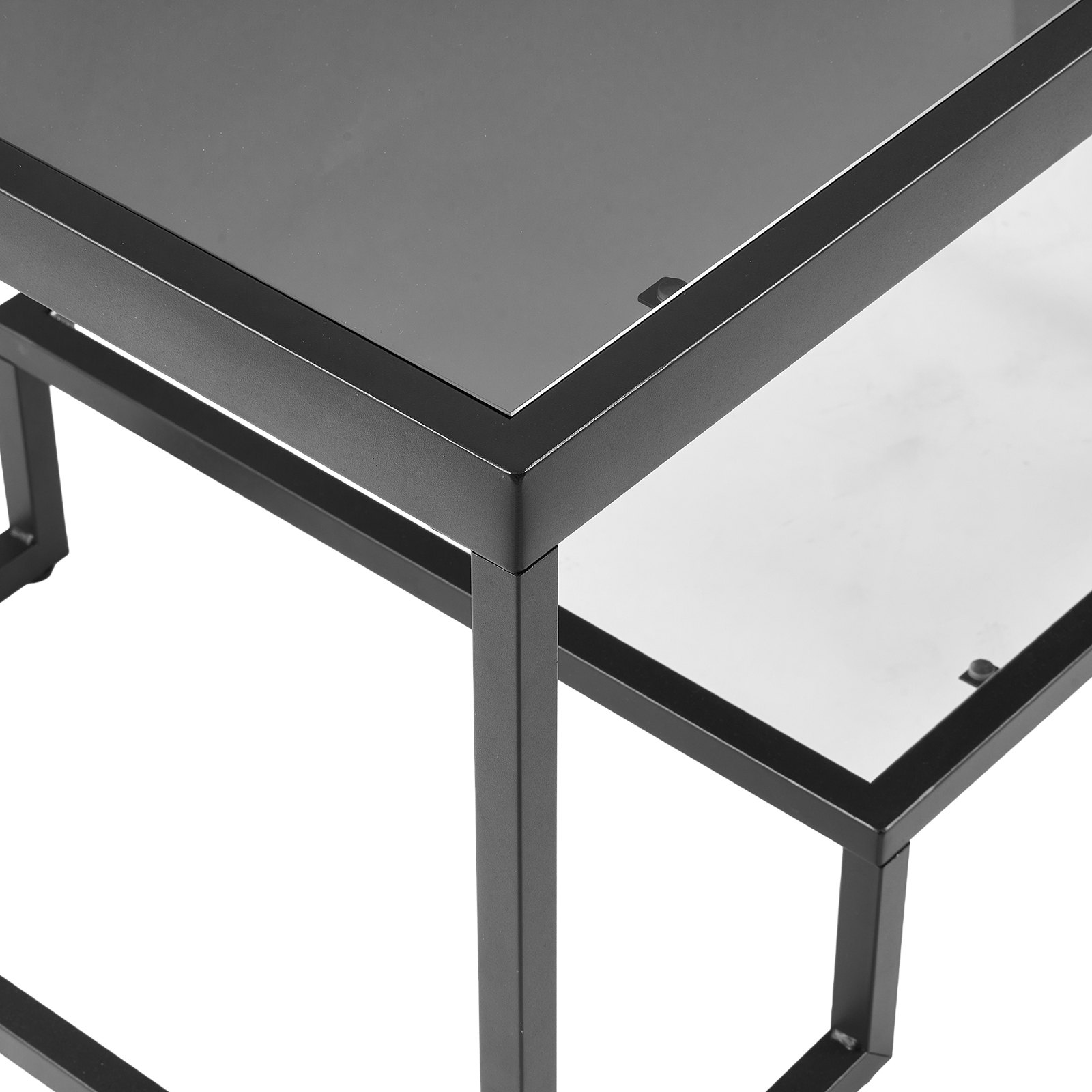 VEVOR Tavolino da Caffè da 100 x 51 x 48 cm in Vetro e Metallo Temperato con Illuminazione, Tavolo Rettangolare con Due Livelli e Spazio di Archiviazione Aperto, per Soggiorno Ufficio Nero