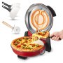 VEVOR Forno Elettrico per Pizza da 30,48 cm, Cuoci Pizza Elettrico per la Casa 1200 W con Pietra in Cordierite, Temperatura a 5 Modalità, Finestra di Visualizzazione, Riscalda Fino a 420 °C, Rosso