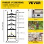 VEVOR Portapentole Verticale a 6 Ripiani a Nero Opaco da Cucina, Organizzatore Multifunzione per Pentole in Acciaio al Carbonio Carico da 60kg, per Ristorante, Panetteria, Caffetteria, Supermercato