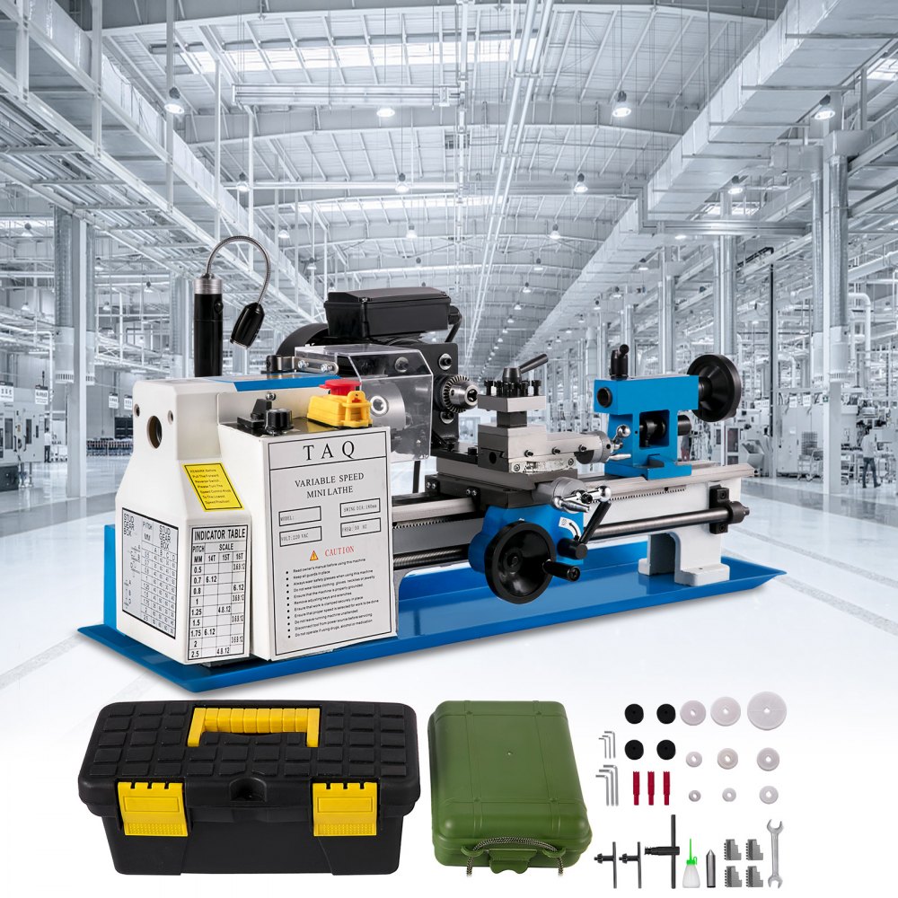 VEVOR Tornio per Metallo 550W Tornio per Metallo a Velocità Variabile 7''X14 '' Tornio per Metallo 50-2500 giri / min Fresatrice per Metallo Tornio per Metallo Fresatura Digitale