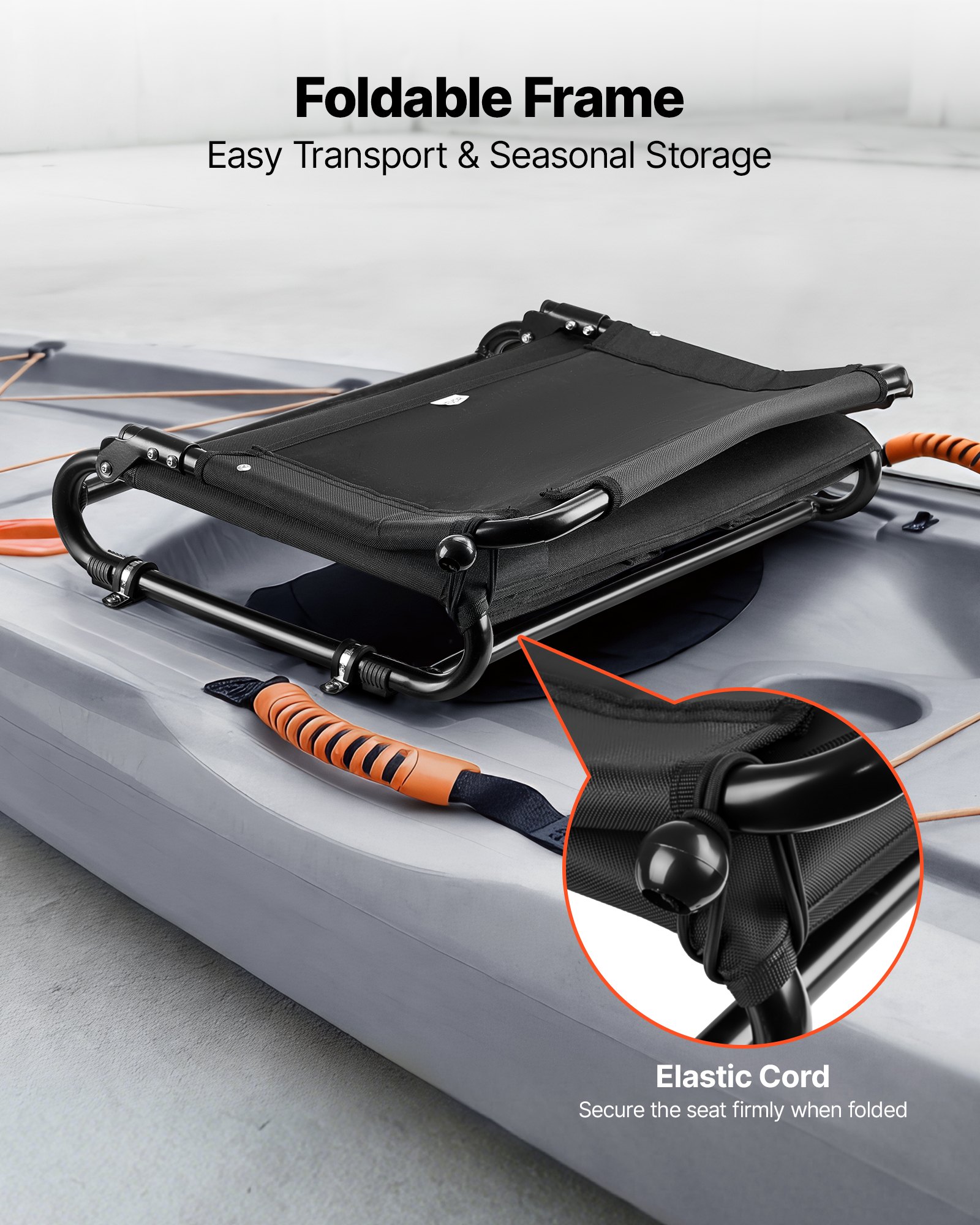 VEVOR Sedile per Kayak 1 pezzo Sedile con Schienale per Kayak Gonfiabile Dimensioni 505 x 430 x 370 mm Sedia con Schienale per Canoa Barca da Pesca Telaio in Lega di Alluminio Telaio Pieghevole, Nero