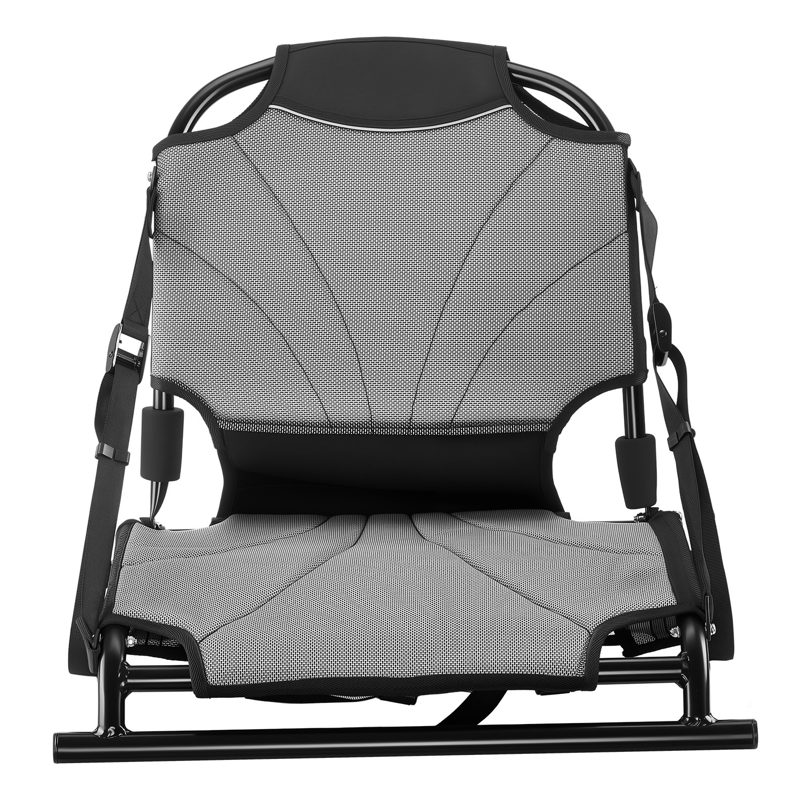 VEVOR Sedile per Kayak 1 pezzo Sedile con Schienale per Kayak Spessore Cuscino da 34 mm con Cinghie Regolabili Sedia con Schienale per Canoa Barca Telaio in Lega di Alluminio, Nero Grigio