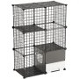 VEVOR Gabbia per Gatti a 3 Livelli 71,1 x 45,5 x 104,1 cm da Montare, Recinto Interno con Lettiera, con Struttura in Filo Metallico Rimovibile, Spazio per Riposo, Colore Nero, per 1-2 Animali Piccoli