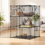 VEVOR Cat Cage 3-Tier 71.1 x 71.1 x 104.1 cm DIY Cat Playpen with Hammock, Indoor Enclosure Detachable Metal Wire Kennel Crate, Large Exercise Place Ideal for 1-2 Cats, Kittens & Small Animals, Black
