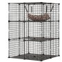 VEVOR Cat Cage 3-Tier 71.1 x 71.1 x 104.1 cm DIY Cat Playpen with Hammock, Indoor Enclosure Detachable Metal Wire Kennel Crate, Large Exercise Place Ideal for 1-2 Cats, Kittens & Small Animals, Black