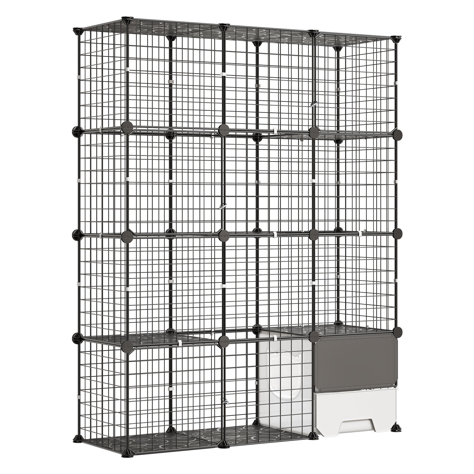 VEVOR Gabbia per Gatti a 4 Livelli 104,1 x 35,5 x 139,7 cm da Interno, Box Fai Da Te con Lettiera, Struttura in Filo Metallico Rimovibile, Colore Nero, per 1-2 Gatti Furetti e Animali Piccola Taglia